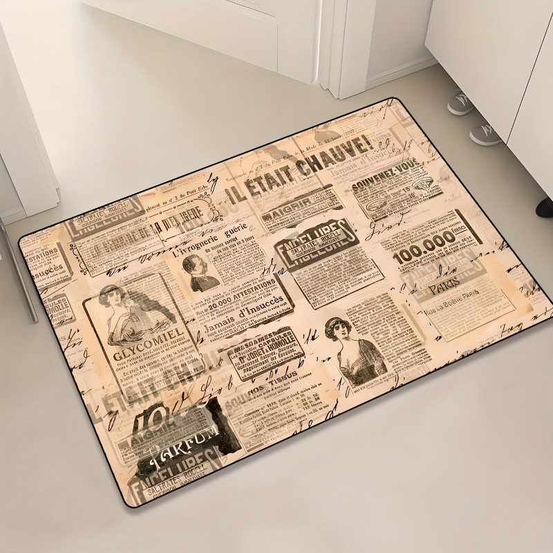 Commercial Newspaper Printing - Vintage Franse krantenprint flanellen deurmat retro