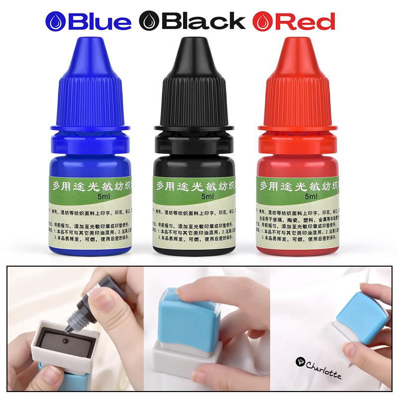 Direct To Garment Ink - 5ml Blauw Rood Zwart Inkt Textiel