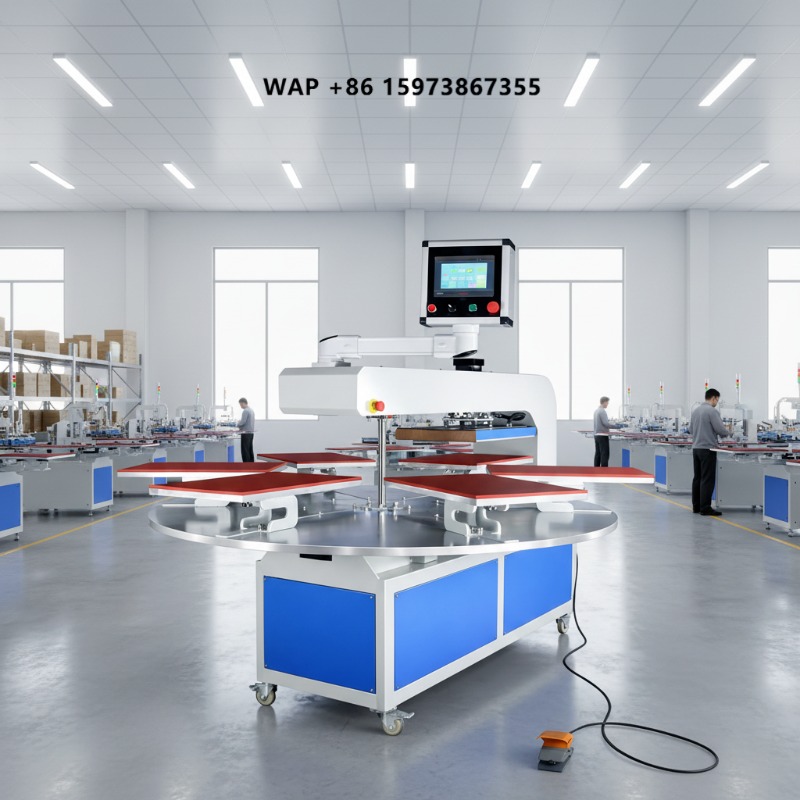 Heat Press Machine - Industriële automatische 6-station T-shirt transferpers vlakbedprinter